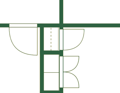 Asunnon pohjakuvan yksityiskohta, vihrea.